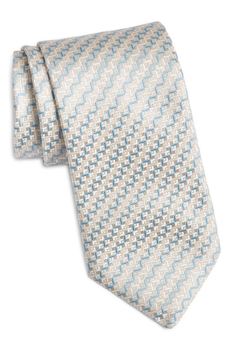 Pattern Silk Tie, Main, color, BEIGE