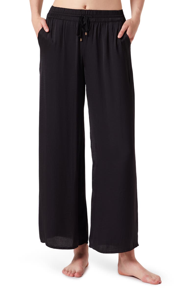 Etam Cheeta Wide Leg Satin Pajama Pants, Main, color, 