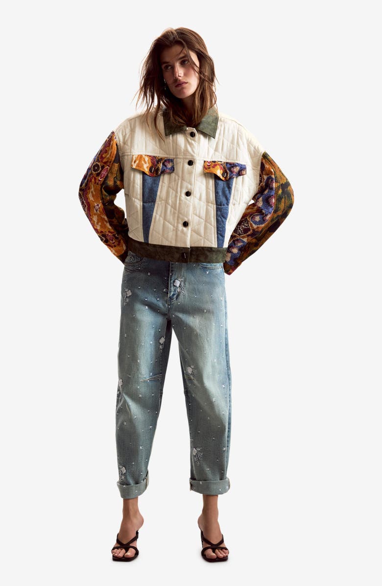 Desigual Quilted Trucker Jacket, Alternate, color, White