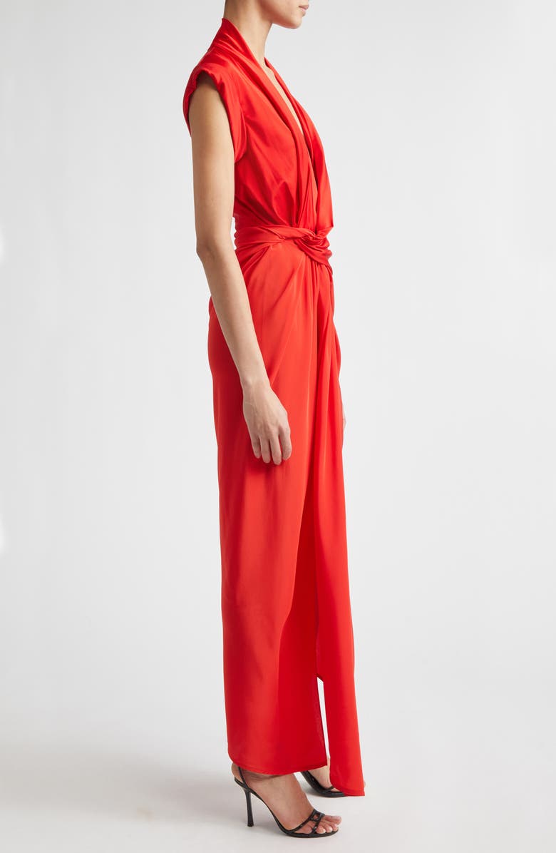 Victoria Beckham Asymmetric Twist Detail Silk Dress, Alternate, color, Cardinal Red