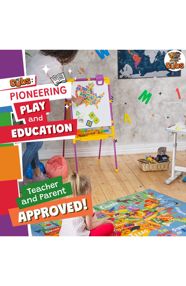 KC Cubs Educational Rug USA Map, 8 feet x 10 feet, Alternate, color, Multicolored