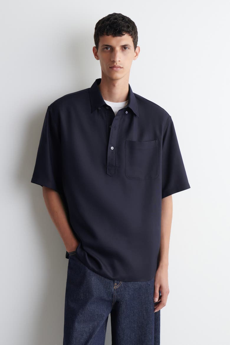 Oversized Popover Shirt, Alternate, color, NAVY