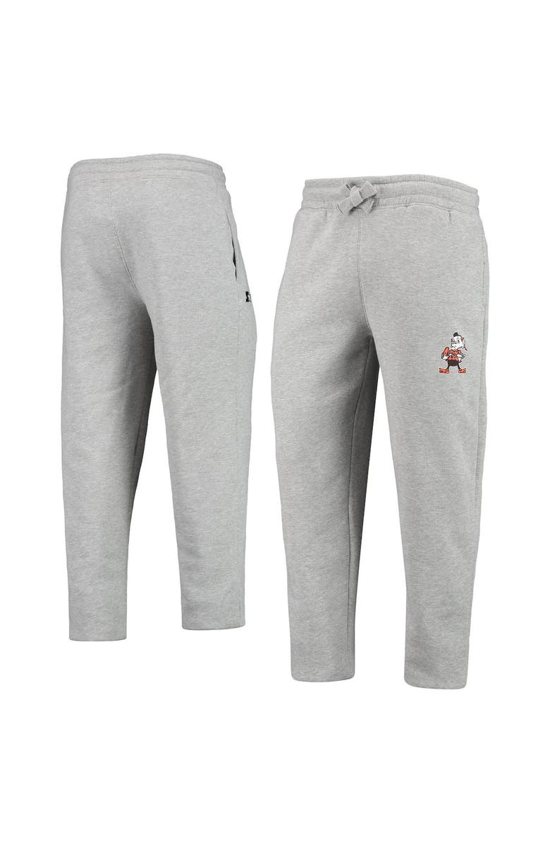 STARTER Men's Starter Heathered Gray Cleveland Browns Team Throwback Option Run Sweatpants, Main, color,
