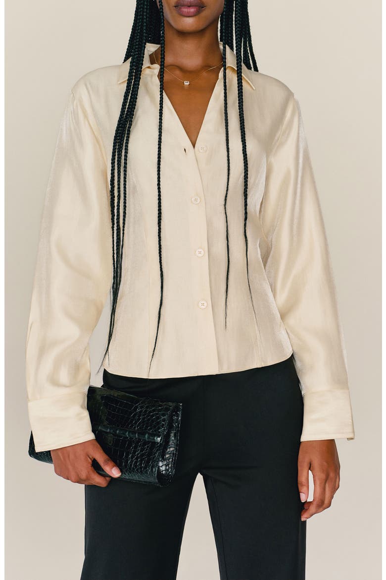 x Camille Rowe Nico Button-Up Shirt, Main, color, VANILLA