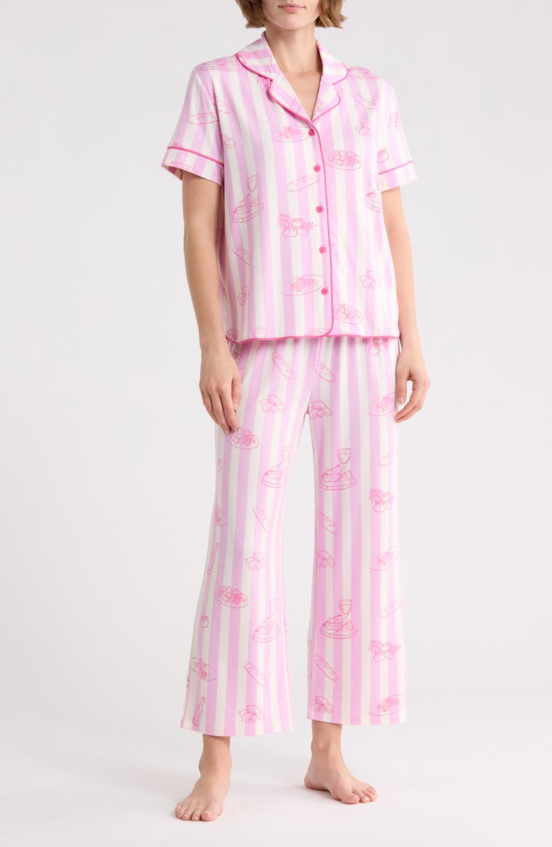 Honeydew Quiet Night Crop Pajamas, Main, color, Pink Italian Picnic