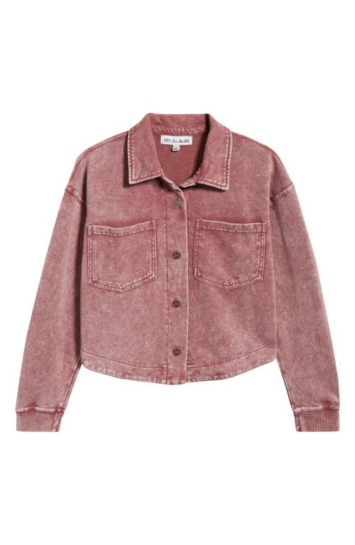 City Blues Crop Knit Shacket In Pink