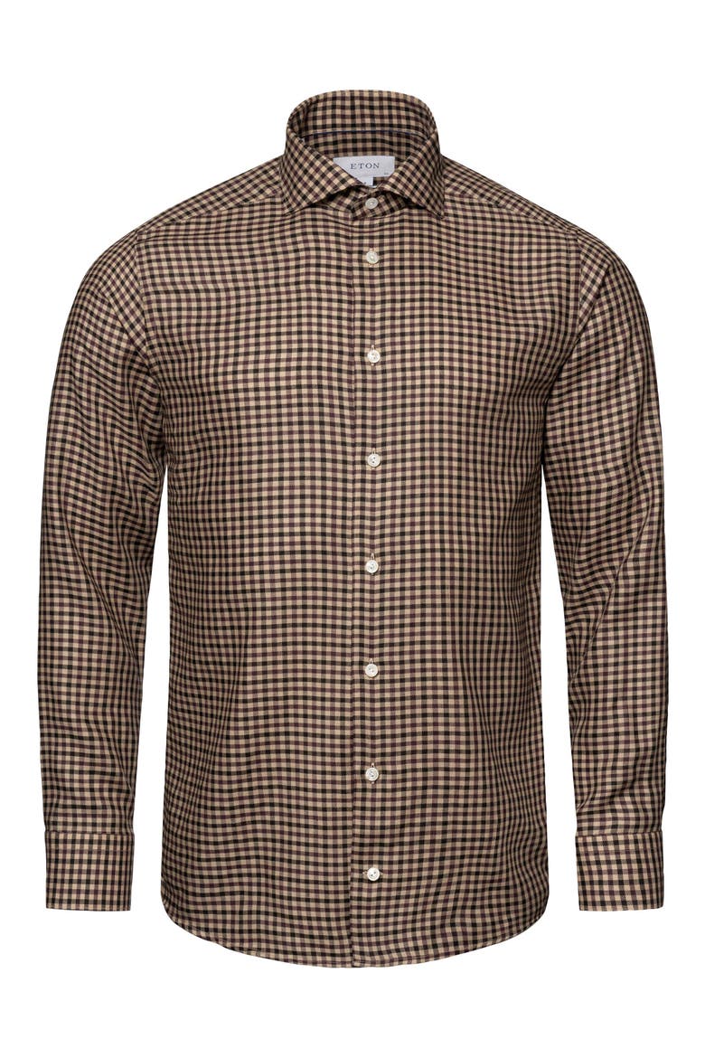 Contemporary Fit Gingham Merino Wool Dress Shirt, Alternate, color, MEDIUM RED