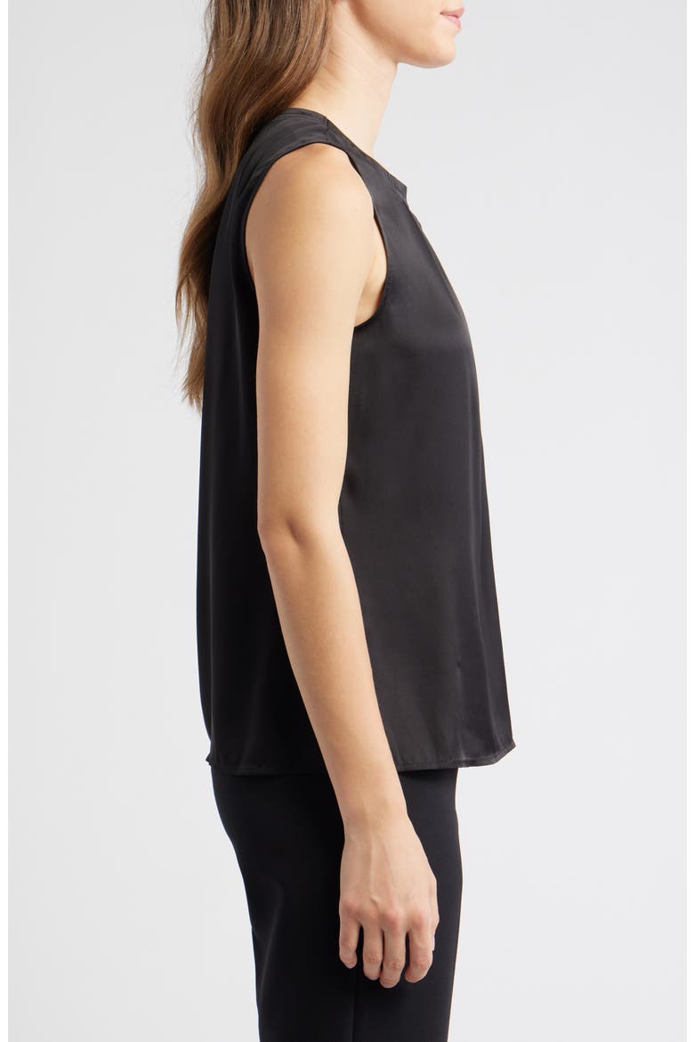 Pleated Jewel Neck Sleeveless Top, Alternate, color, ASPHALT