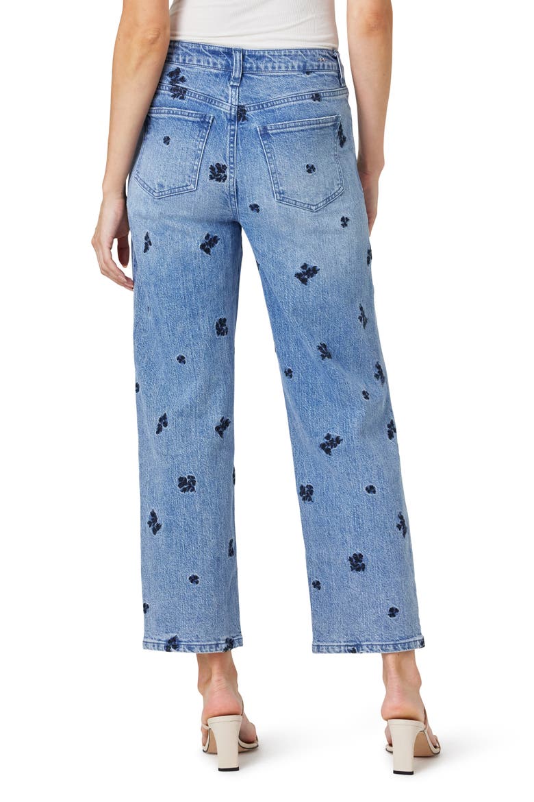 Peyton Embroidery Wide Leg Ankle Jeans, Alternate, color, SEAFARER
