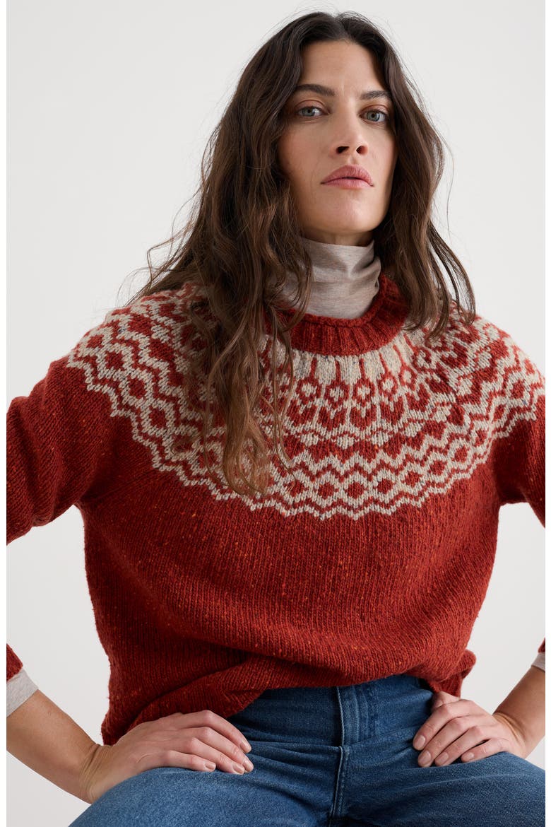 Port Kinnis Fair Isle Merino Wool Blend Crewneck Sweater, Alternate, color, WAG TAIL RED SAIL BI