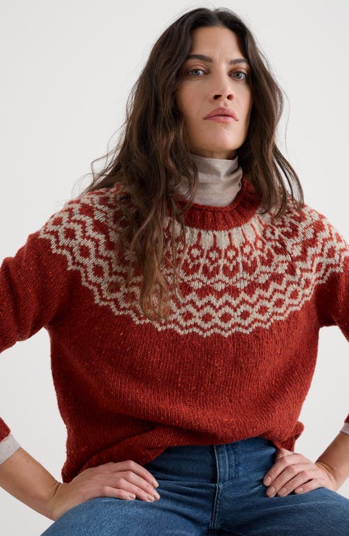 Seasalt Cornwall Port Kinnis Fair Isle Merino Wool Blend Crewneck Sweater In Brown