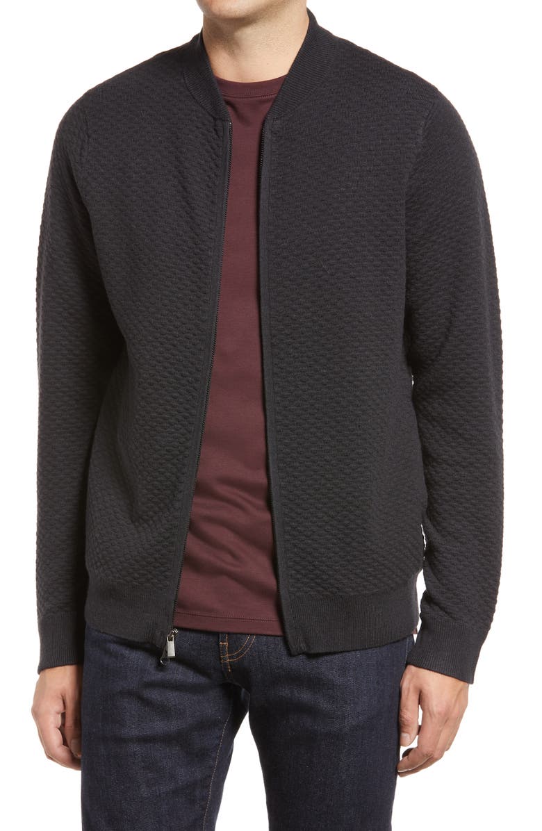 Nordstrom Popcorn Stitch Zip Cardigan, Main, color, 