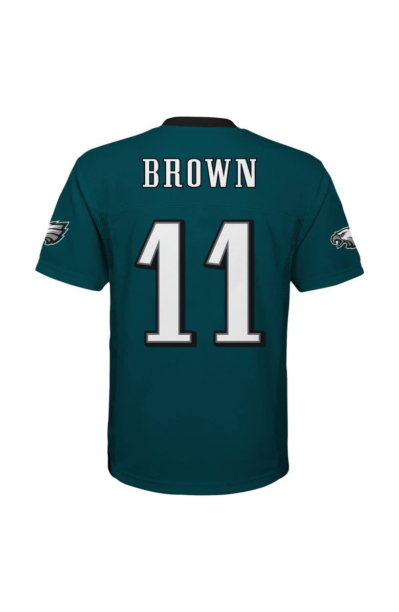 Outerstuff Youth A.J. Brown Midnight Green Philadelphia Eagles Replica Player Jersey, Alternate, color, Green