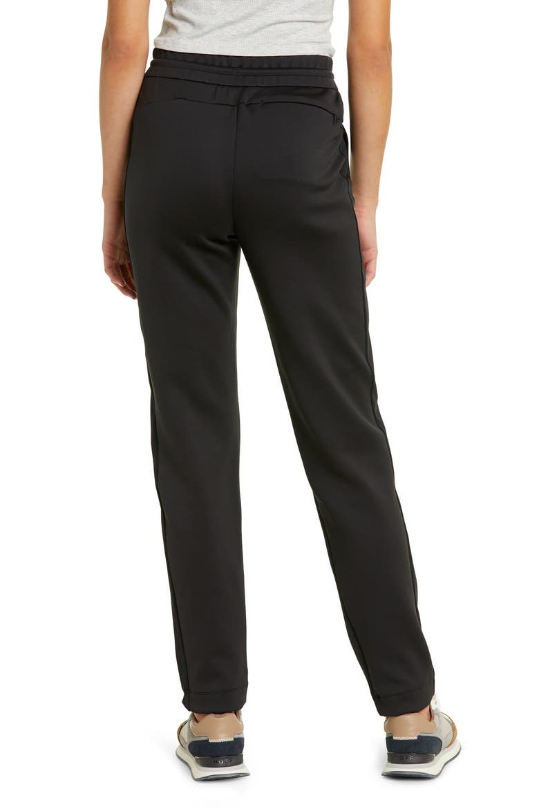 Side Step High Waist Track Pants, Alternate, color, BLACK