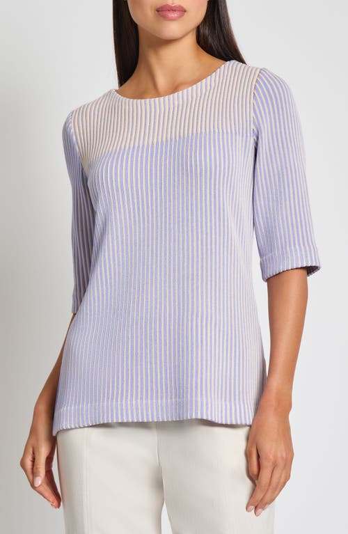 Misook Stripe Knit Tunic Top In Viola/biscotti