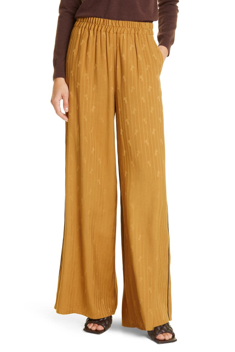 Ivy Wide Leg Pants, Main, color, DARK KHAKI HORSE JACQUARD