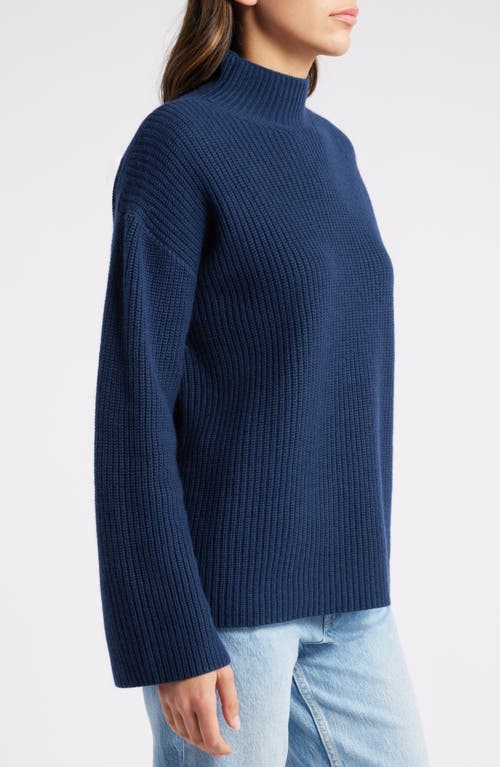 Rails Sanna Turtleneck Merino Wool & Cotton Sweater In Dark Slate