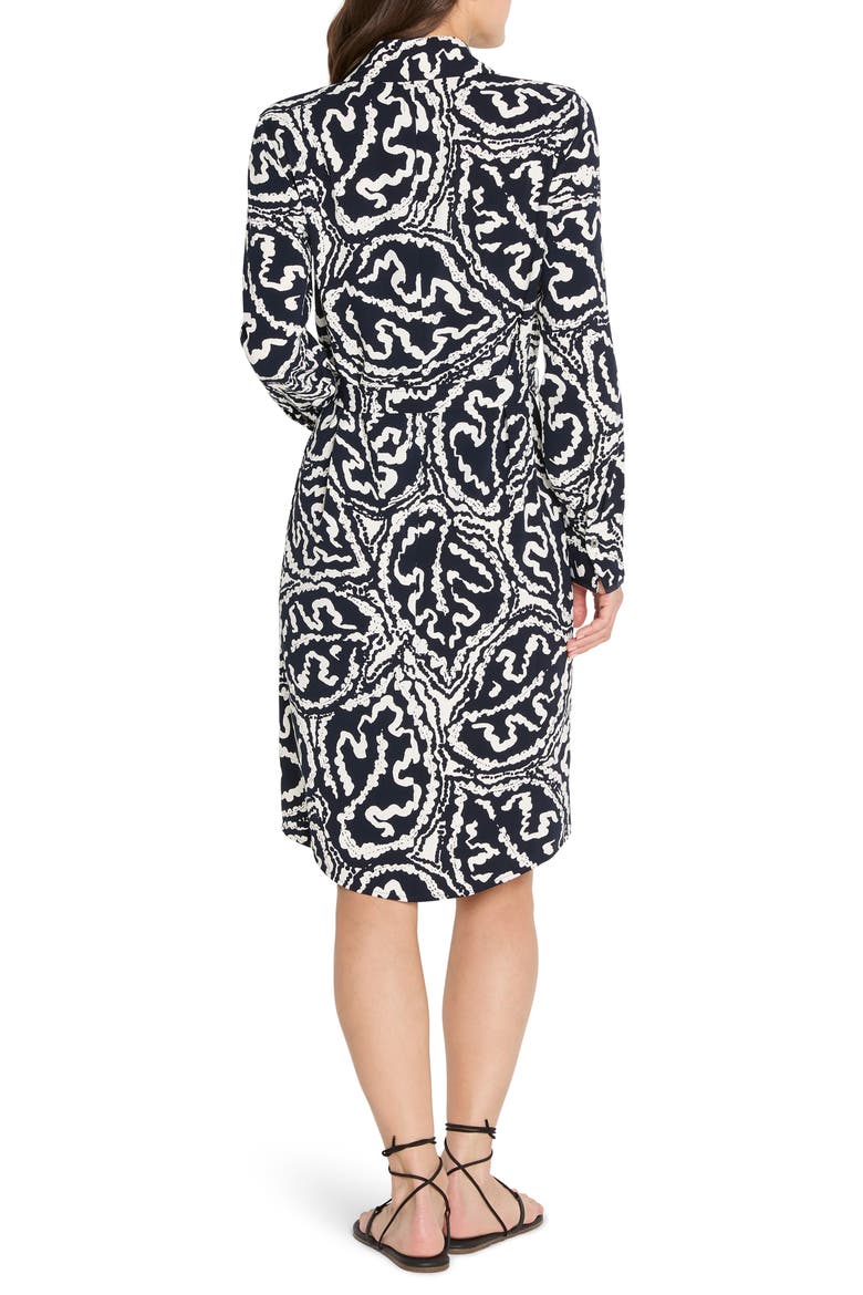 Indigo Leaf Double Crepe Shirtdress, Alternate, color, INDIGO MULTI