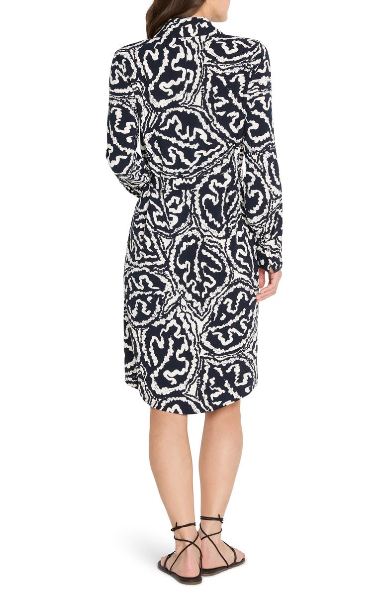 NIC+ZOE Indigo Leaf Double Crepe Shirtdress, Alternate, color, Indigo Multi