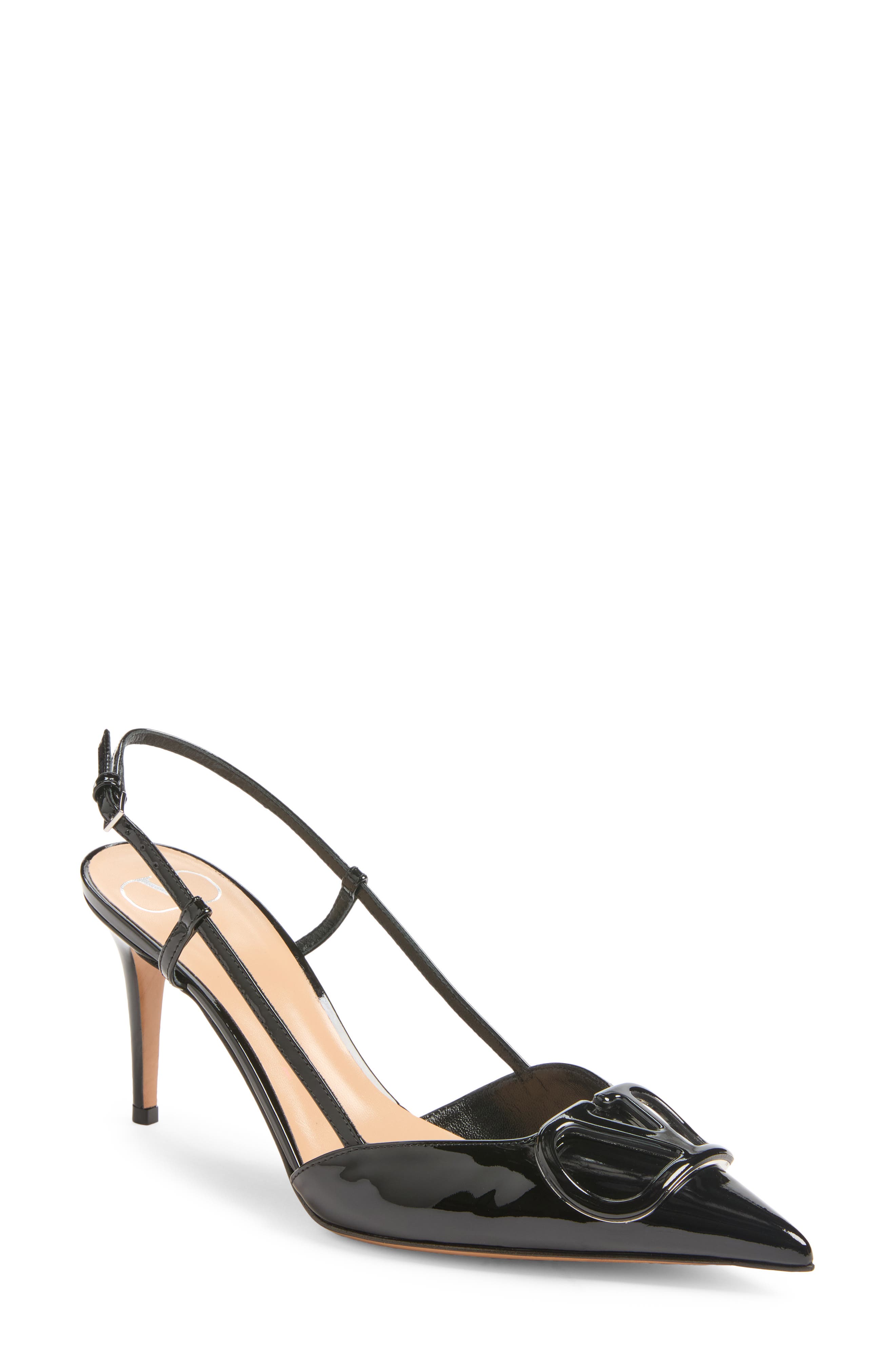 VLOGO Pointed Toe Slingback Pump, Main, color, BLACK