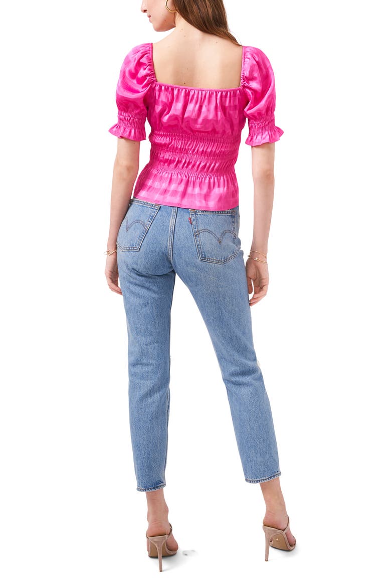 Smocked Square Neck Top, Alternate, color, BRIGHT MULBERRY