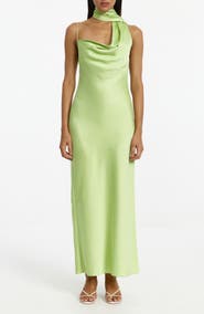 Significant Other Luka One-Shoulder Scarf Detail Satin Gown