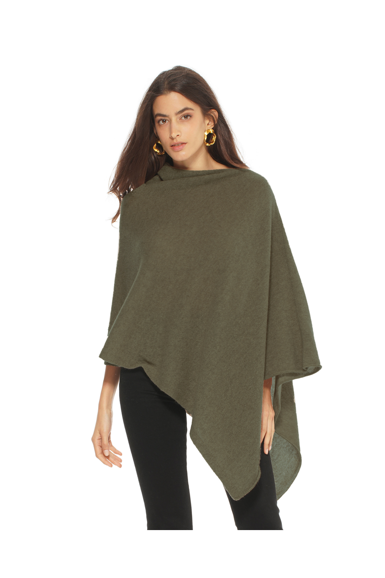 Pure Cashmere Textured Knit Poncho, Main, color, Olive Green