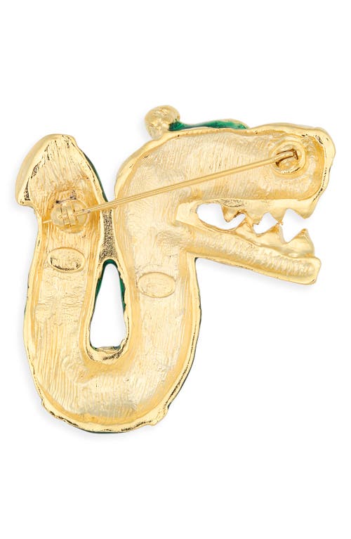 Kenneth Jay Lane Dragon Pin In Green