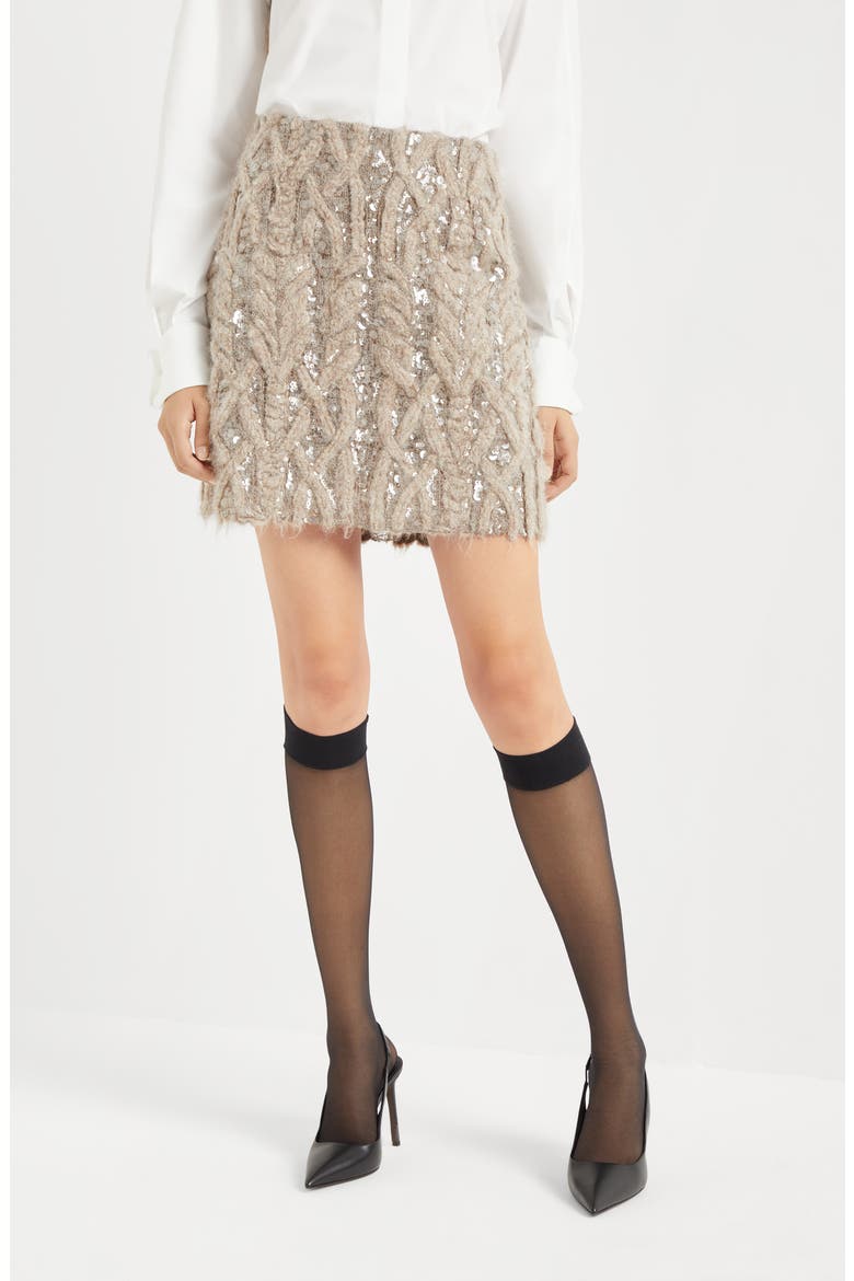 Dazzling Embroidery Mini skirt, Alternate, color, Sand