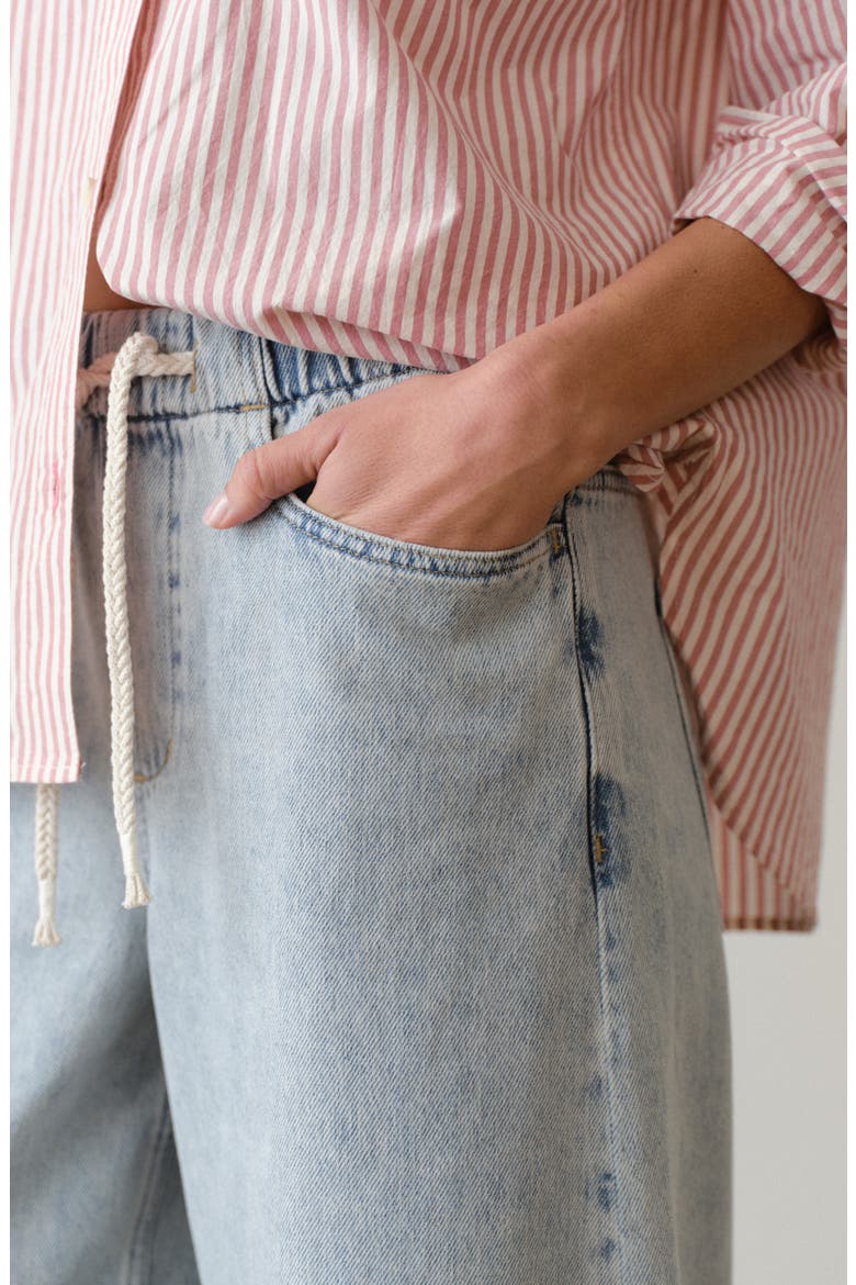 Ella Barrel Leg Drawstring Jeans, Alternate, color, LIGHT WASH
