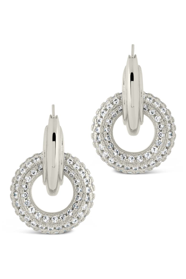 Hunter CZ Interlocking Circle Drop Earrings, Alternate, color, SILVER