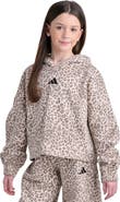 adidas Kids' Leopard Print Pleated Sleeve Hoodie