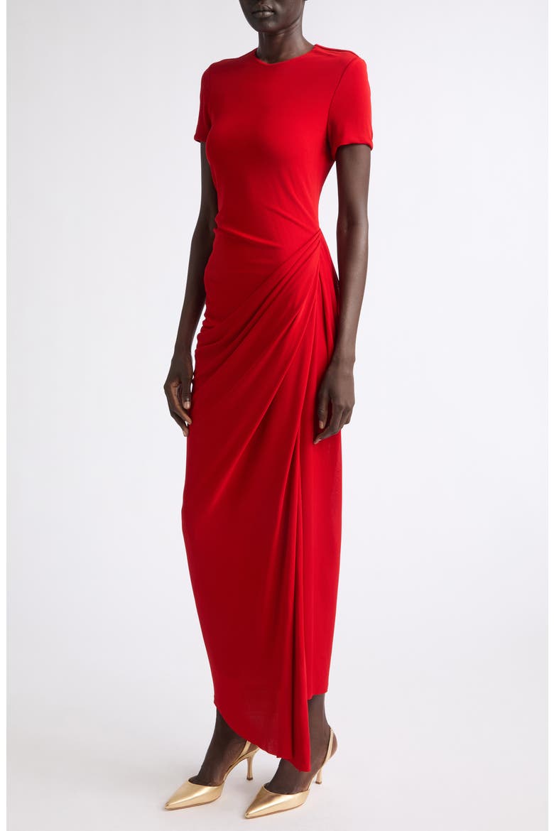 Draped Crepe Jersey Dress, Alternate, color, RUBY RED