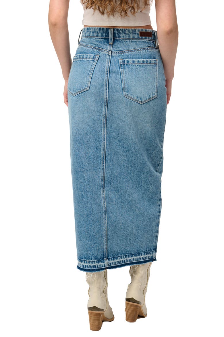 High Waist Front Slit Denim Skirt, Alternate, color, DOUBLE DUTY