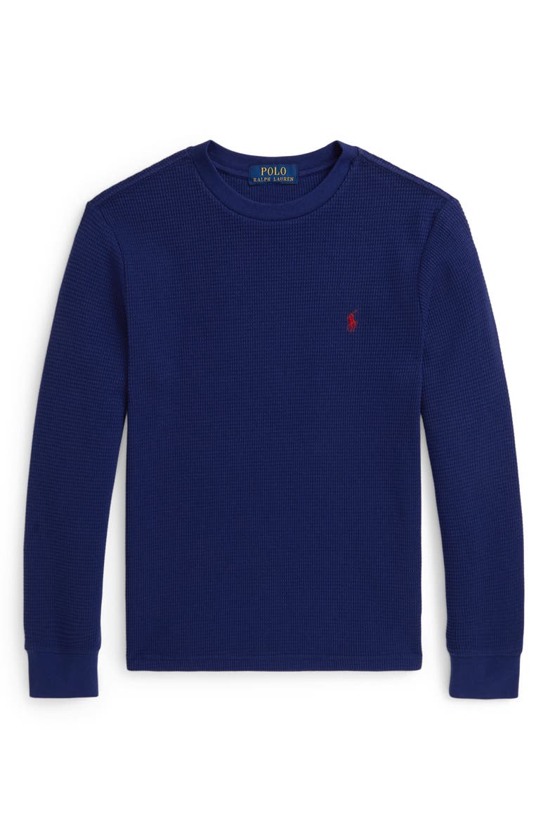 Polo Ralph Lauren Kids' Waffle Stitch Long Sleeve T-Shirt, Main, color, Blue