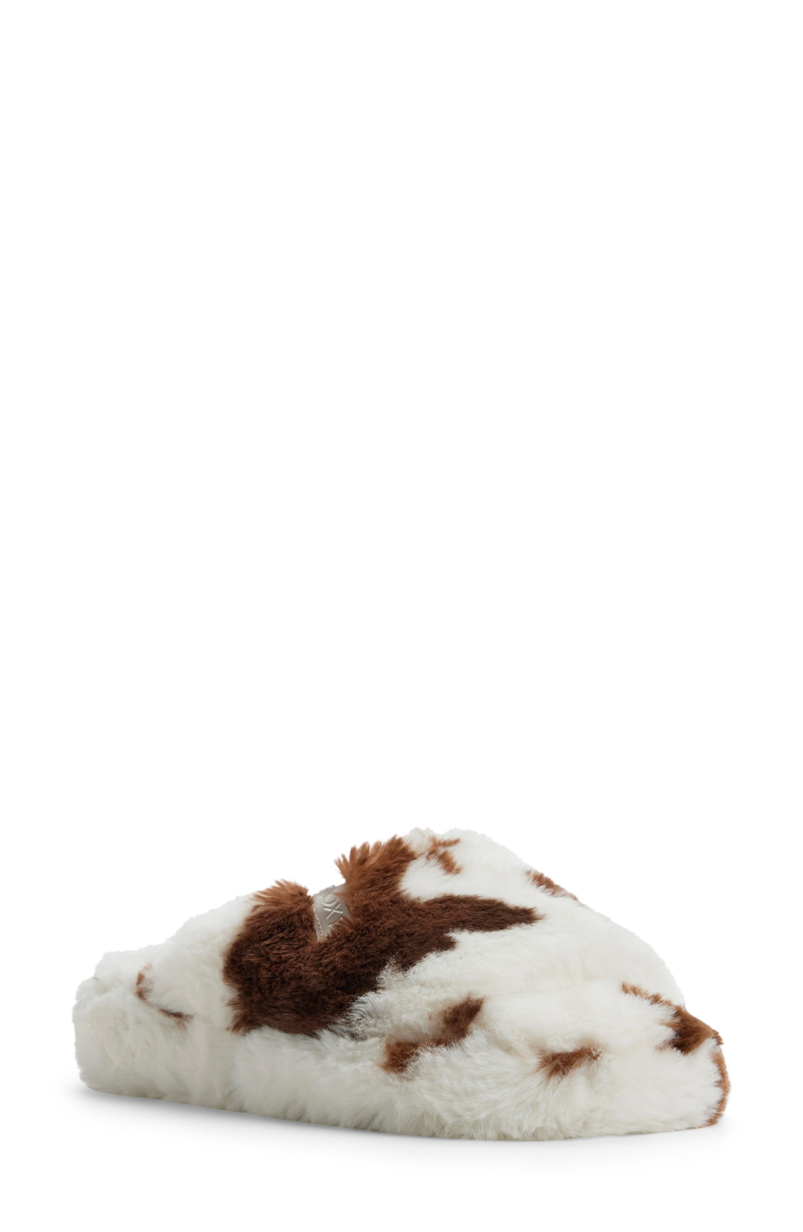 Roxy Sloane Faux Fur Slide Slipper, Main, color, Cream