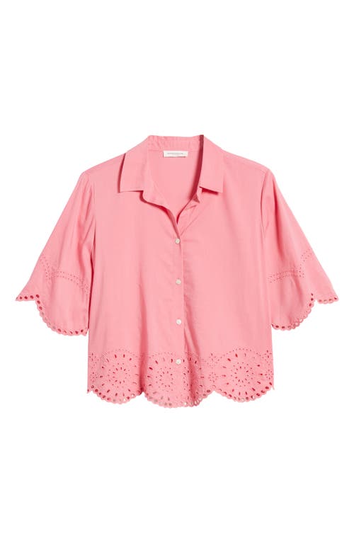 BEACHLUNCHLOUNGE BEACHLUNCHLOUNGE CLO EYELET BORDER BUTTON-UP SHIRT