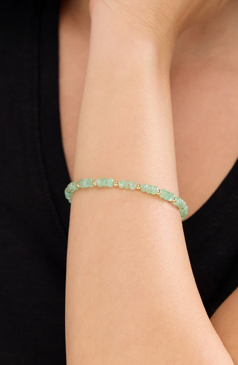 Bony Levy 14K Gold Iris Emerald Beaded Line Bracelet, Alternate, color, Green