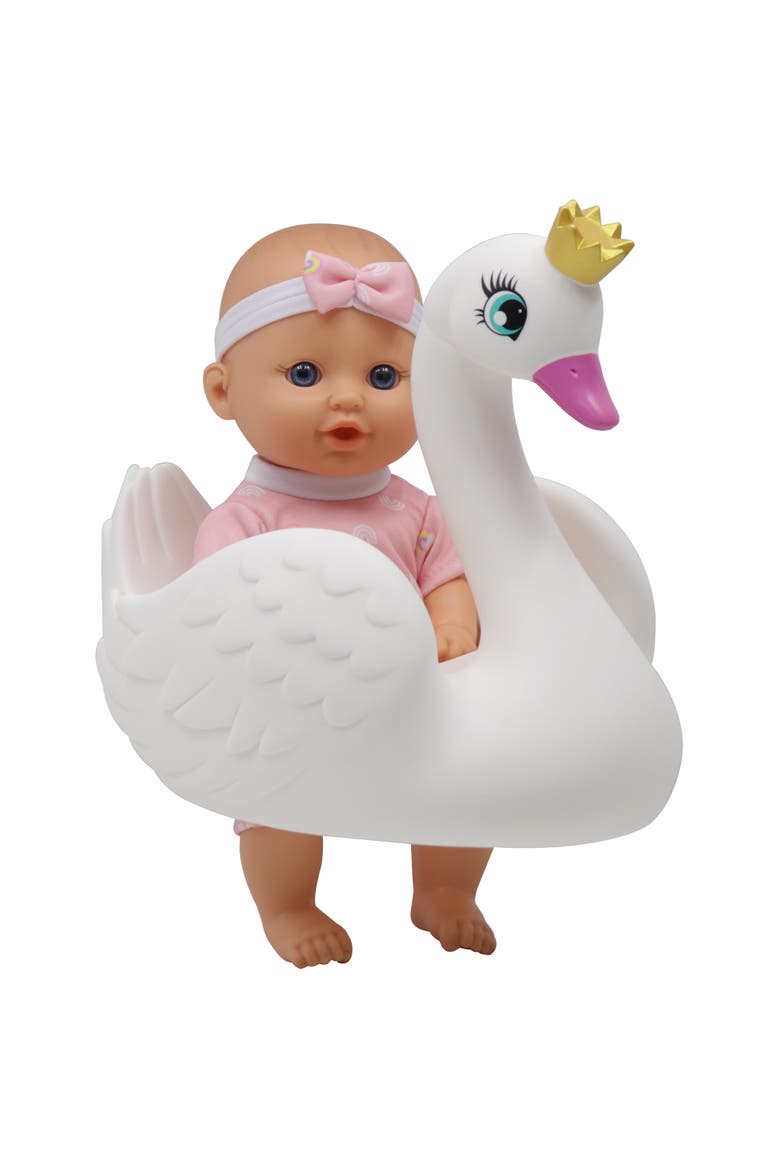 10 Inch Bath Time Baby Doll with Swan, Alternate, color, Multicolored