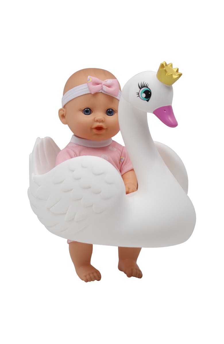 Dream Collection 10 Inch Bath Time Baby Doll with Swan, Alternate, color, Multicolored