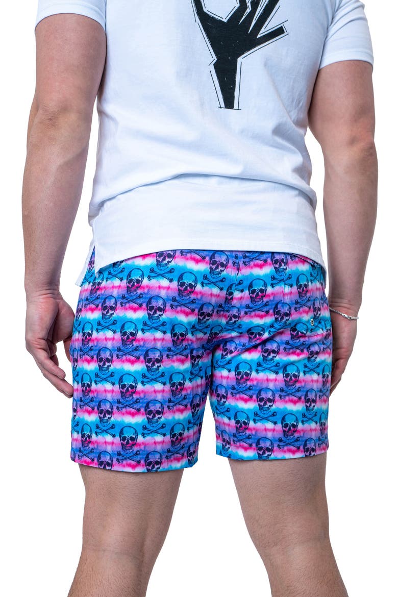 Swim Lion Tie Dye Skull Swim Trunks, Alternate, color, BLUE MULTI
