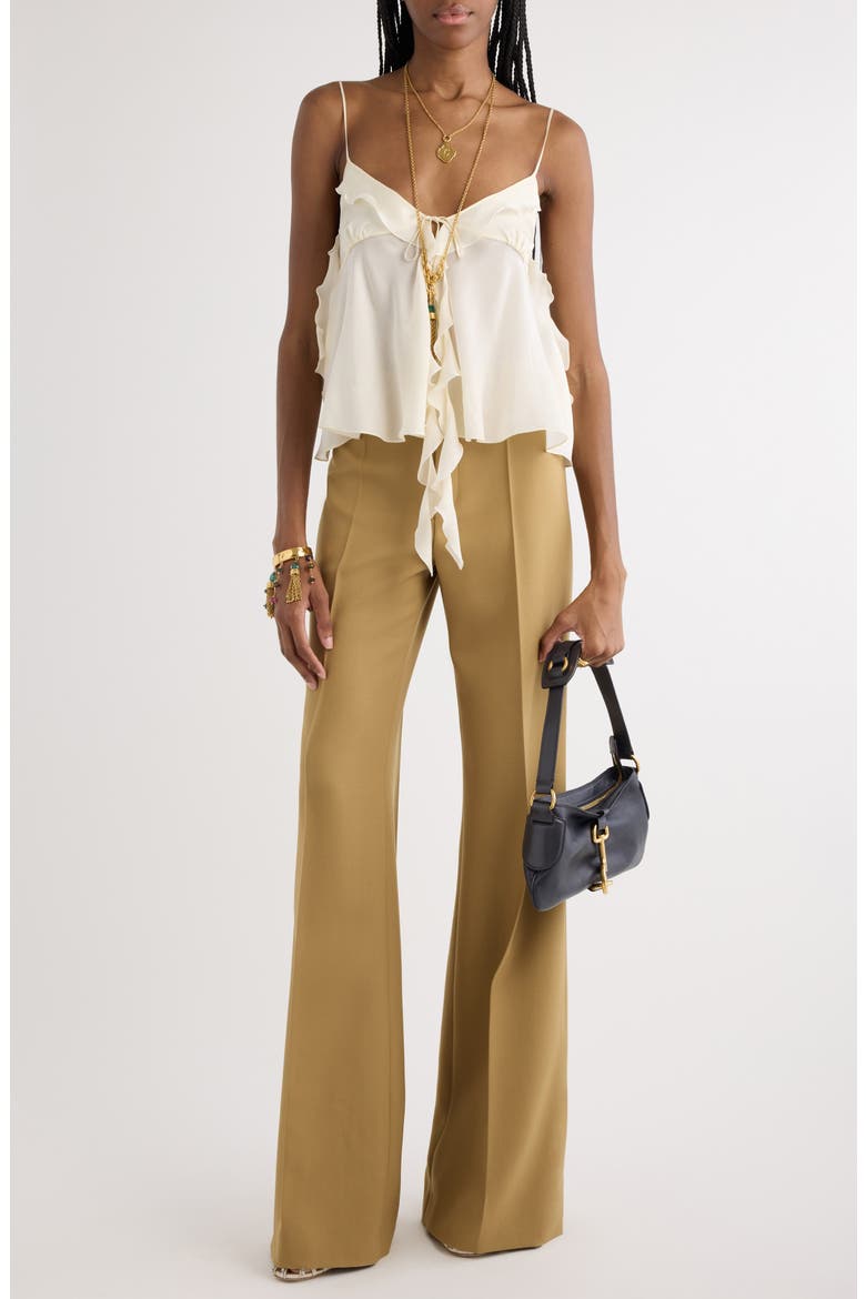 Wool Grain de Poudre Flare Leg Pants, Alternate, color, NUT