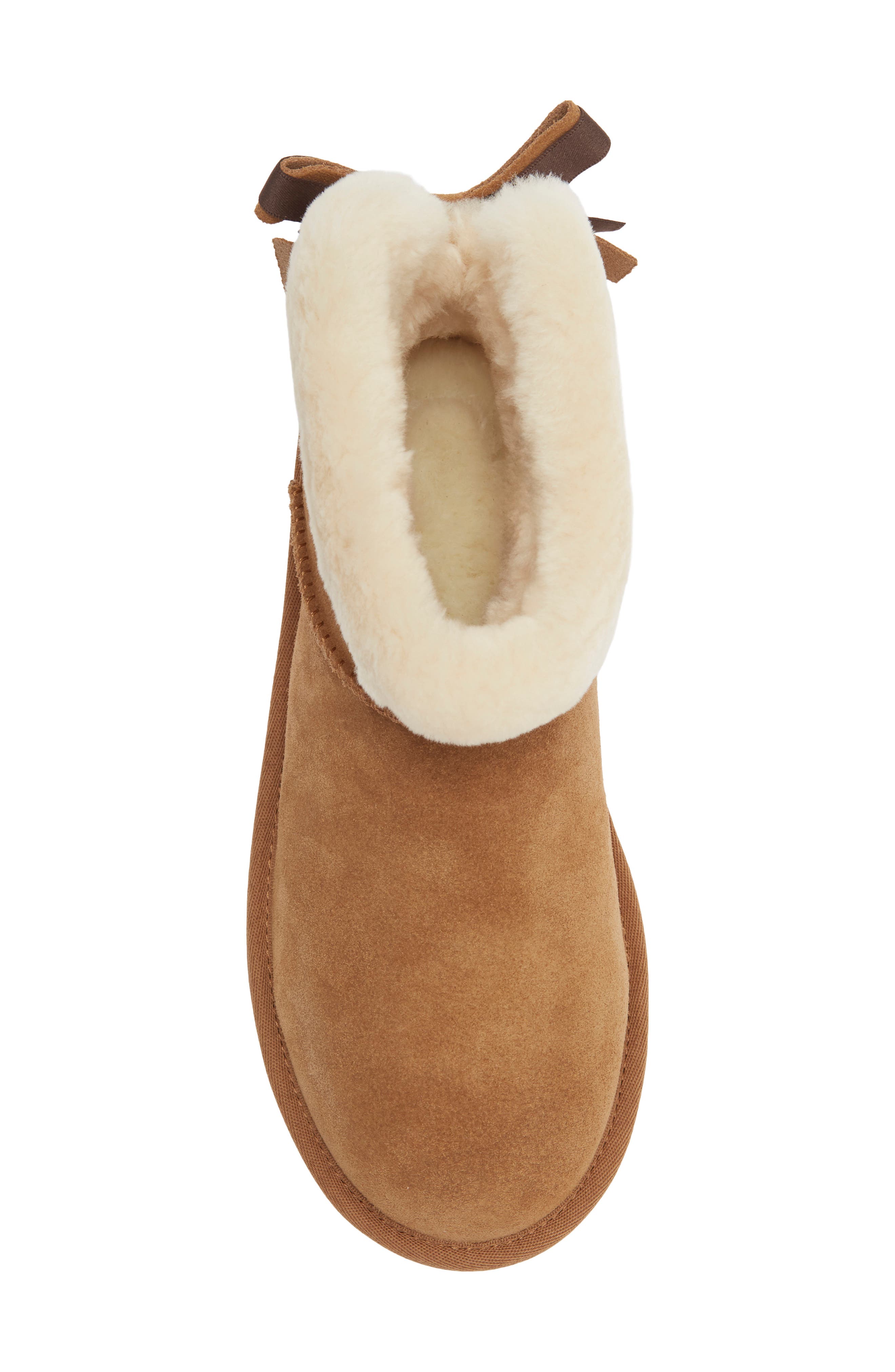Mini Bailey Bow Faux Shearling Boot, Alternate, color, CHESTNUT