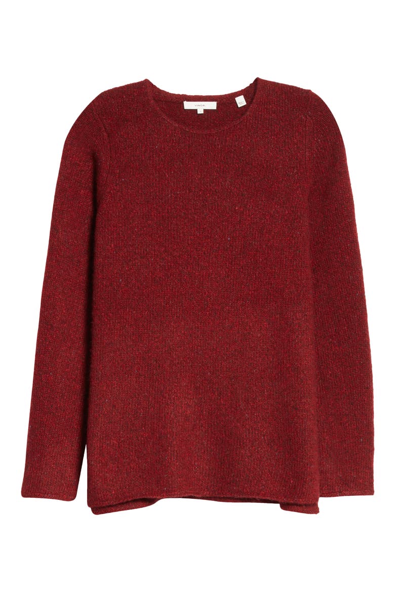 Donegal Cashmere Crewneck Sweater, Alternate, color, CHERRY