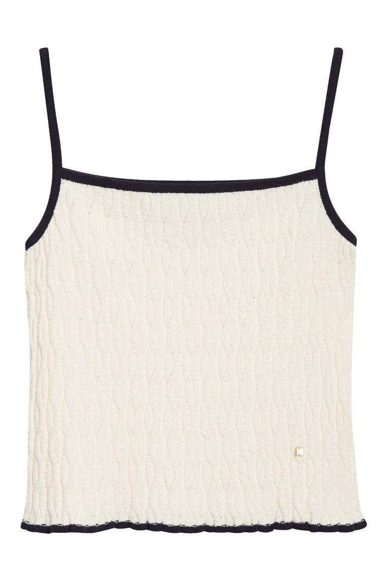 Contrast Trim Pointelle Cable Knit Camisole, Alternate, color, IVORY