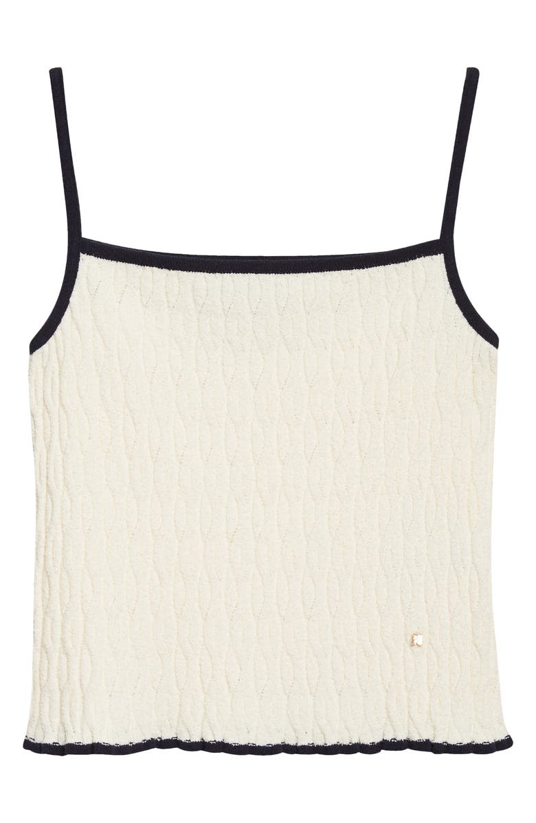 EENK Contrast Trim Pointelle Cable Knit Camisole, Main, color, Ivory