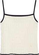 EENK Contrast Trim Pointelle Cable Knit Camisole