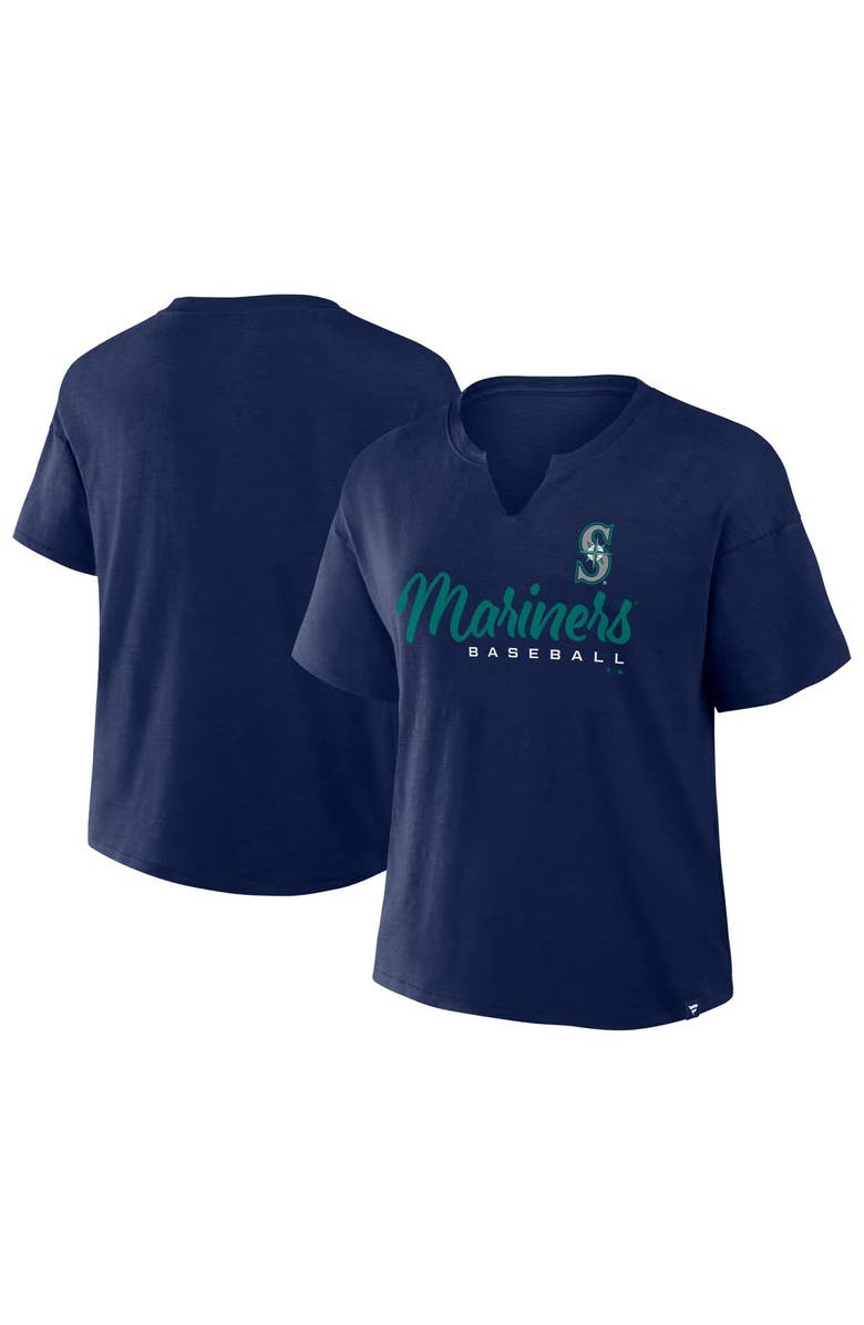 FANATICS Women's Fanatics Navy Seattle Mariners Fan Fave Stadium Slub Boxy T-Shirt, Main, color, 