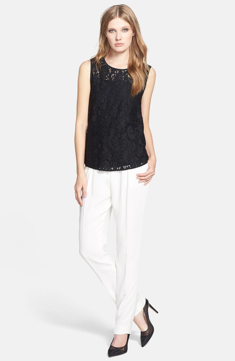 Diane von Furstenberg 'Madalena' Sheer Lace Top, Alternate, color, Black