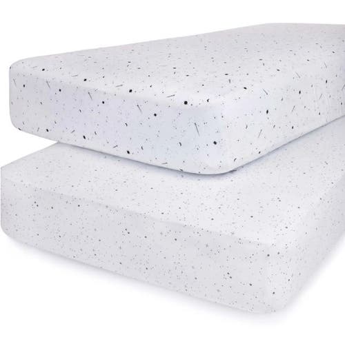 Crib Sheet Set Baby Fitted  2 Pack In Black & White Celestial